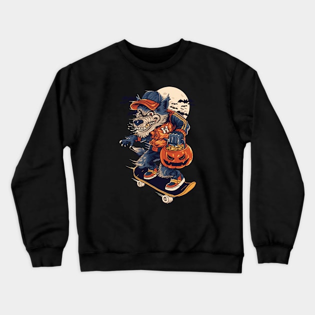 Werewolf Skater Crewneck Sweatshirt by cocorf